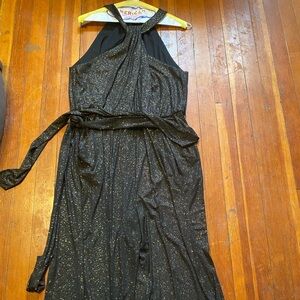 Tahari Elegant Black Glitter Jumpsuit